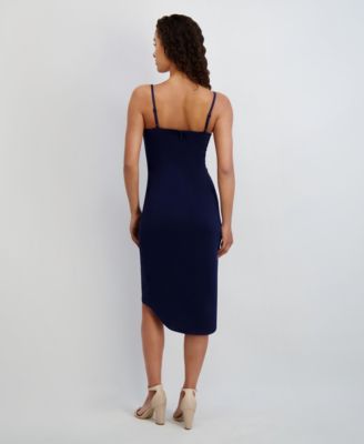 Women's Sleeveless Cowlneck Bodycon Ruched Dress