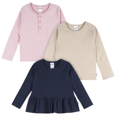 Gerber Baby Girls 3-Pack Long Sleeve Shirts - Navy 27$