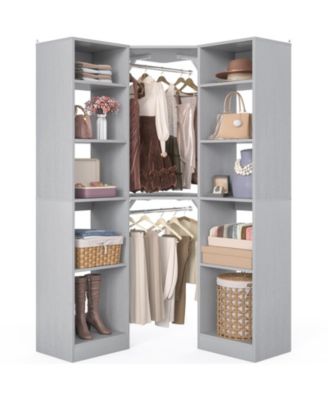 40'' Large Corner Closet Organizer System with 12 Shelves, 6 Tier Walk-in Corner Closet System with 2 Hanging Rods