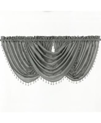 2-Pack: Beaded Emerald Crepe Waterfall Valances - 44 in. W x 37 in. L, Pumpkin Spice/Terracotta