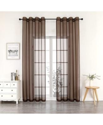 Montauk Accents 2 Piece Grommet Top Summery Sheer Voile Window Curtain Panels For Extra Long & Taller Windows - 90 in. Long