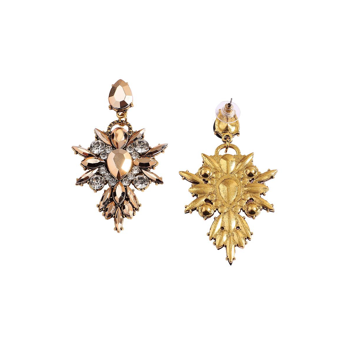 Sohi Crystal Drop Earrings In Gold