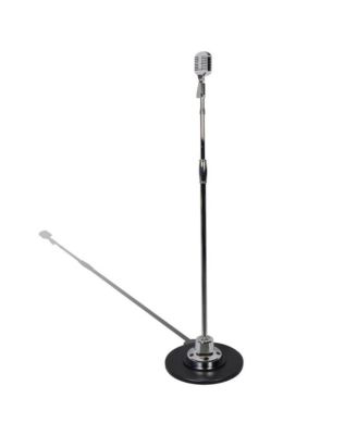 Classic Retro Vintage Style Microphone & Swing Stand, Silver Style