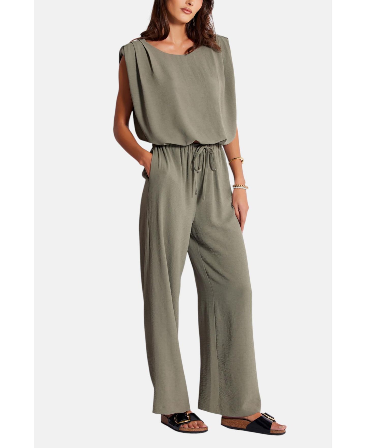 Женские брюки Bishop + Young Serafina Olive Drawstring, цвет: Оливковый — фото 2