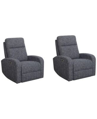 Natural Beauty Denim Power Swivel Glider Recliner Two Pack