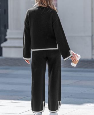 Women's Contrast Trim Knit Lounge Set