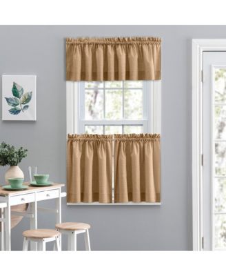 Ellis Lisa Solid Color Poly Cotton 1.5" Rod Pocket Duck Fabric Stylish Tailored Valance 58"x15" Tan