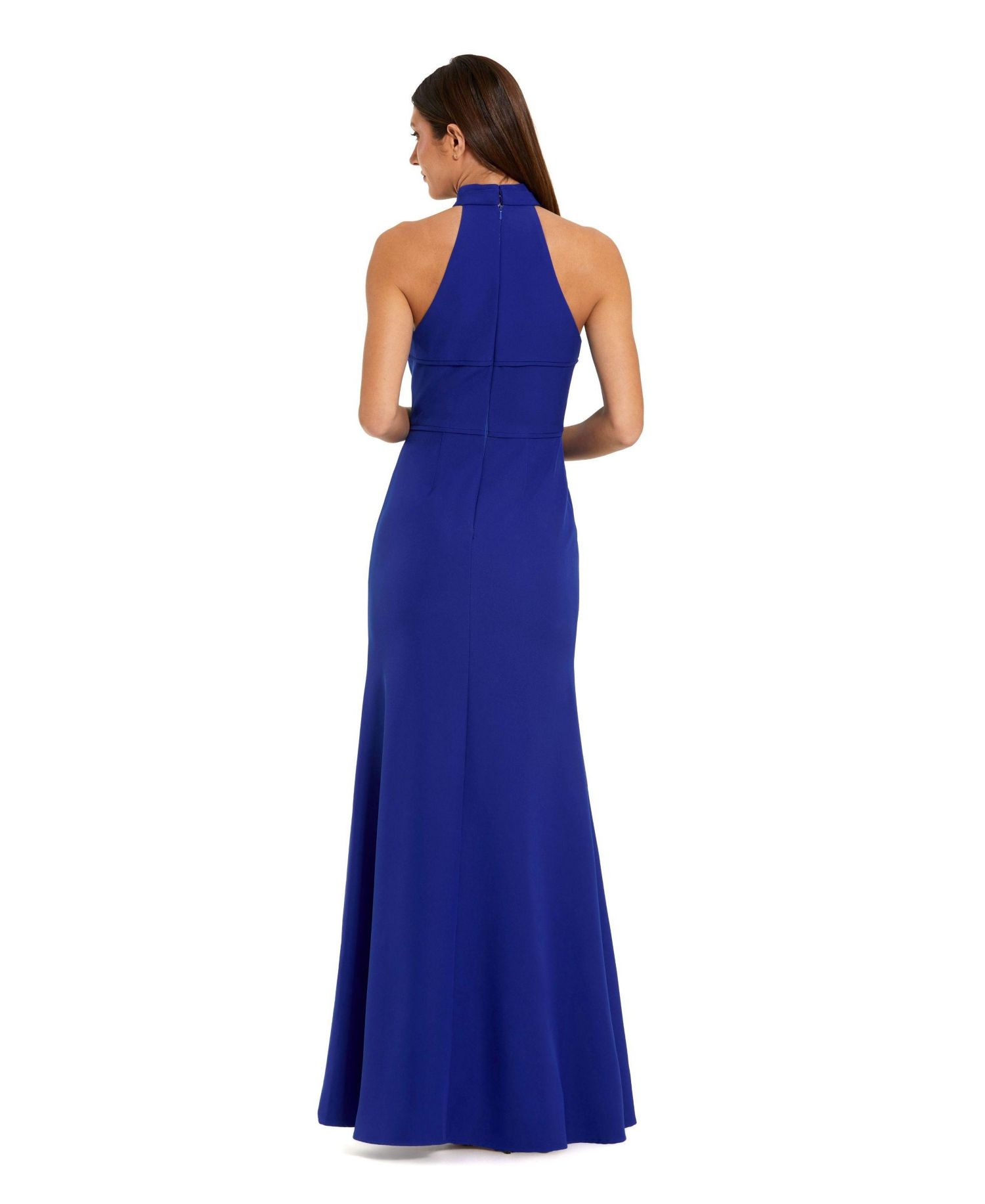 Women's Halter Neck Crepe Column Floral Detail Gown