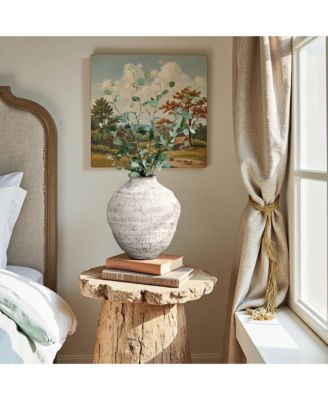 11.54" Rustic Gray Round Ceramic Vase, Textured Accent for Home Decor