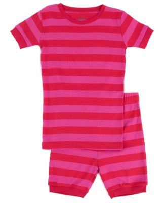 Toddler Two Piece Cotton Short Sleeve Striped Holiday Pajamas