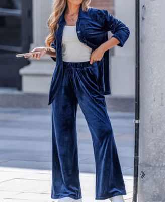 Women's Velvet Pleated Matching Set