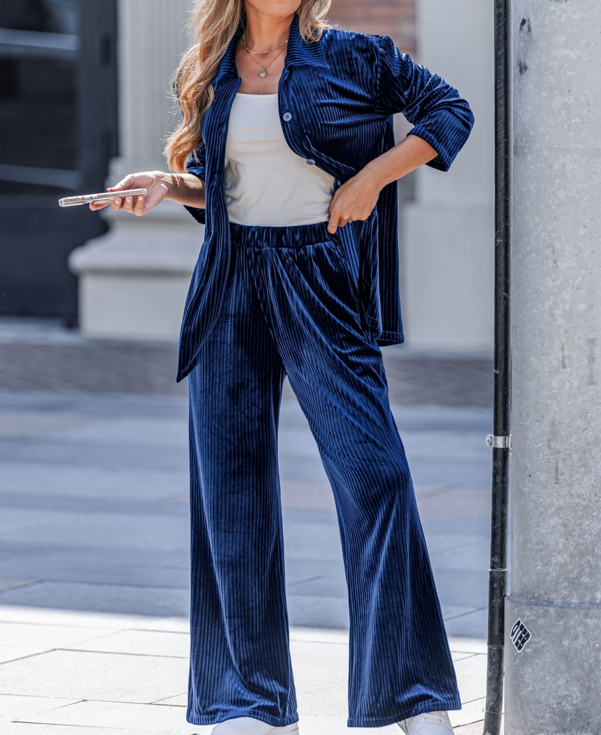 Cupshe Women's Velvet Pleated Matching Set
