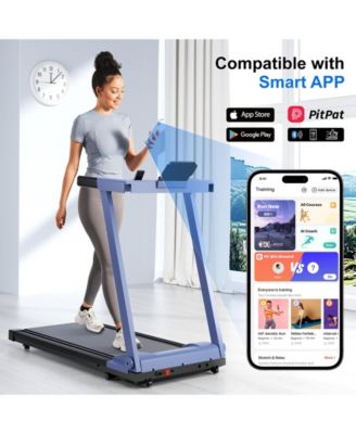 Superun Treadmill with 5% Incline, 300lbs Capacity Folding  Small Treadmills for Home Portable Running Treadmill with Handles