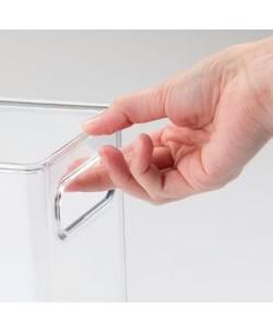 Tall Plastic Bathroom Organizer Bin with Built-In Handles, 4 Pack, Clear