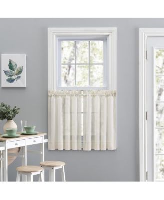 Cotton Voile 1.5" Rod Pocket Tailored Tier Pair for Windows 80" x 36" Natural