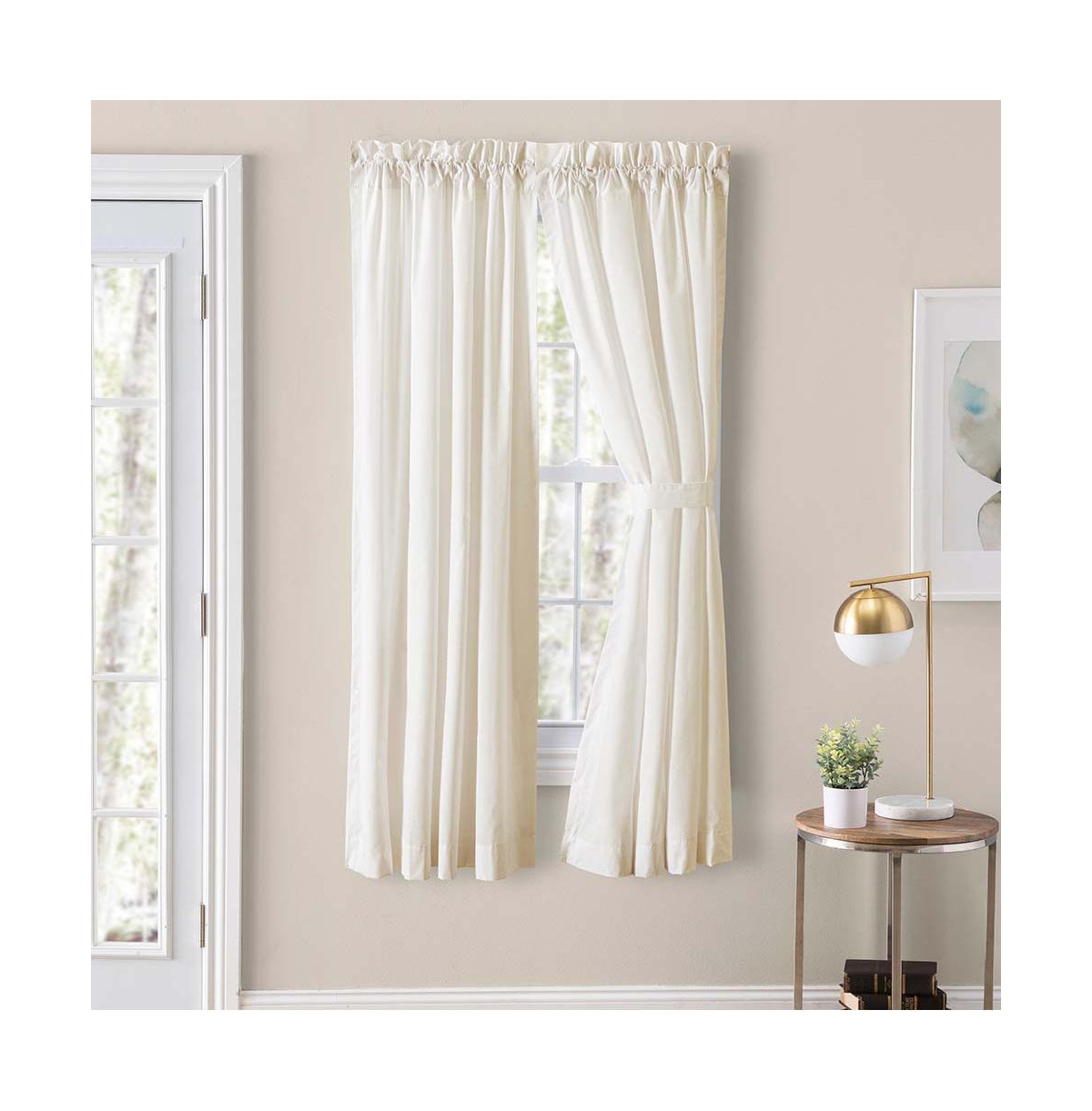 Ellis Classic Tailored Design in a Perma Press Fabric 3" Rod Pocket Tailored Pair with Ties 80"x63" Natural