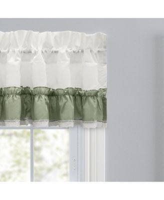 Madelyn Ruffled Victorian 1.5" Rod Pocket Valances for Windows 60" x 16" Sage