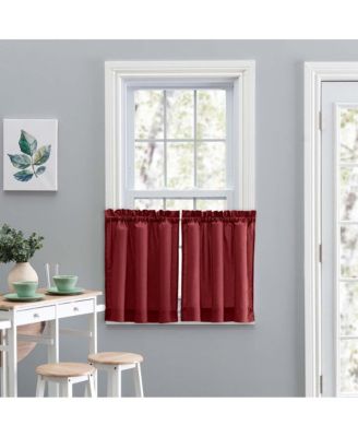 Ellis Stacey 1.5" Rod Pocket High Quality Fabric Solid Color Window Tailored Tier Pair 56"x45" Merlot