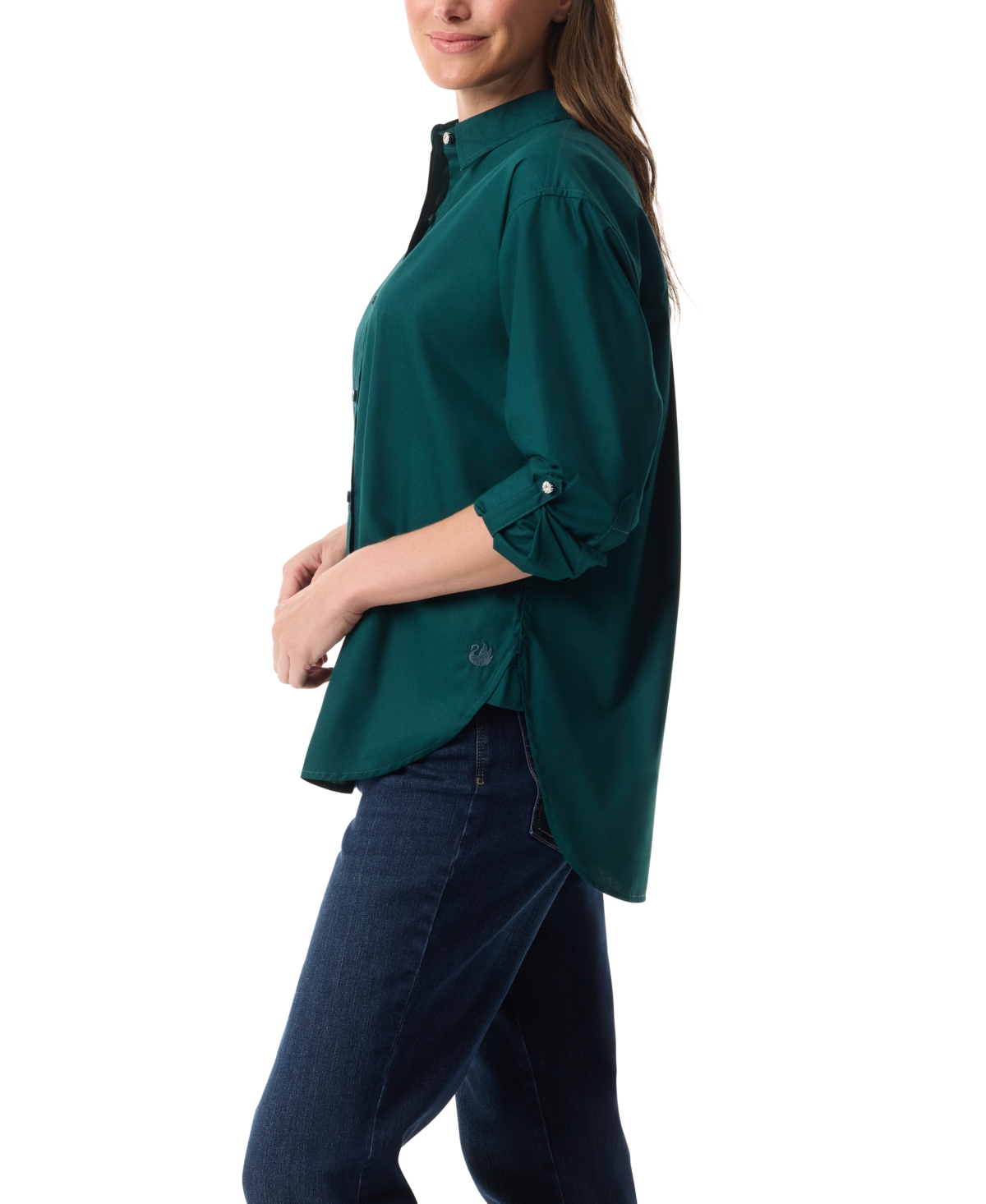 Gloria Vanderbilt Women's Eco Flex Comfort Button-up Shirt In Blue