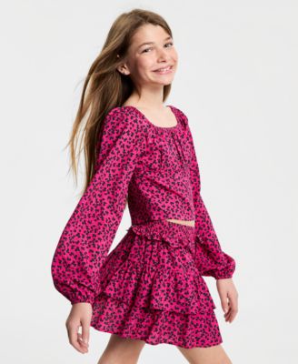 With Jules Girls 7 16 Tiered Skater Skirt Milkmaid Top In Multi