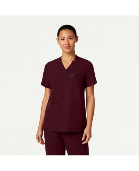Женский топ Jaanuu Helia 3-Pocket Classic Notched V-Neck Scrub, цвет: Бордовый