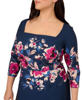 Plus Size Floral Printed Midi Dress