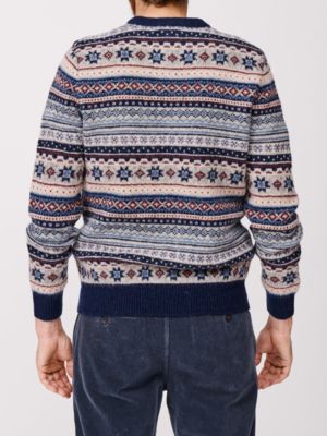 Men's Fair Isle Crew Neck Wool Sweater