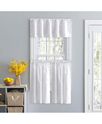 Ellis Eva Candlewick Floral High Quality Embroidery Tailored Valance 3" Rod Pocket 58"x15" White