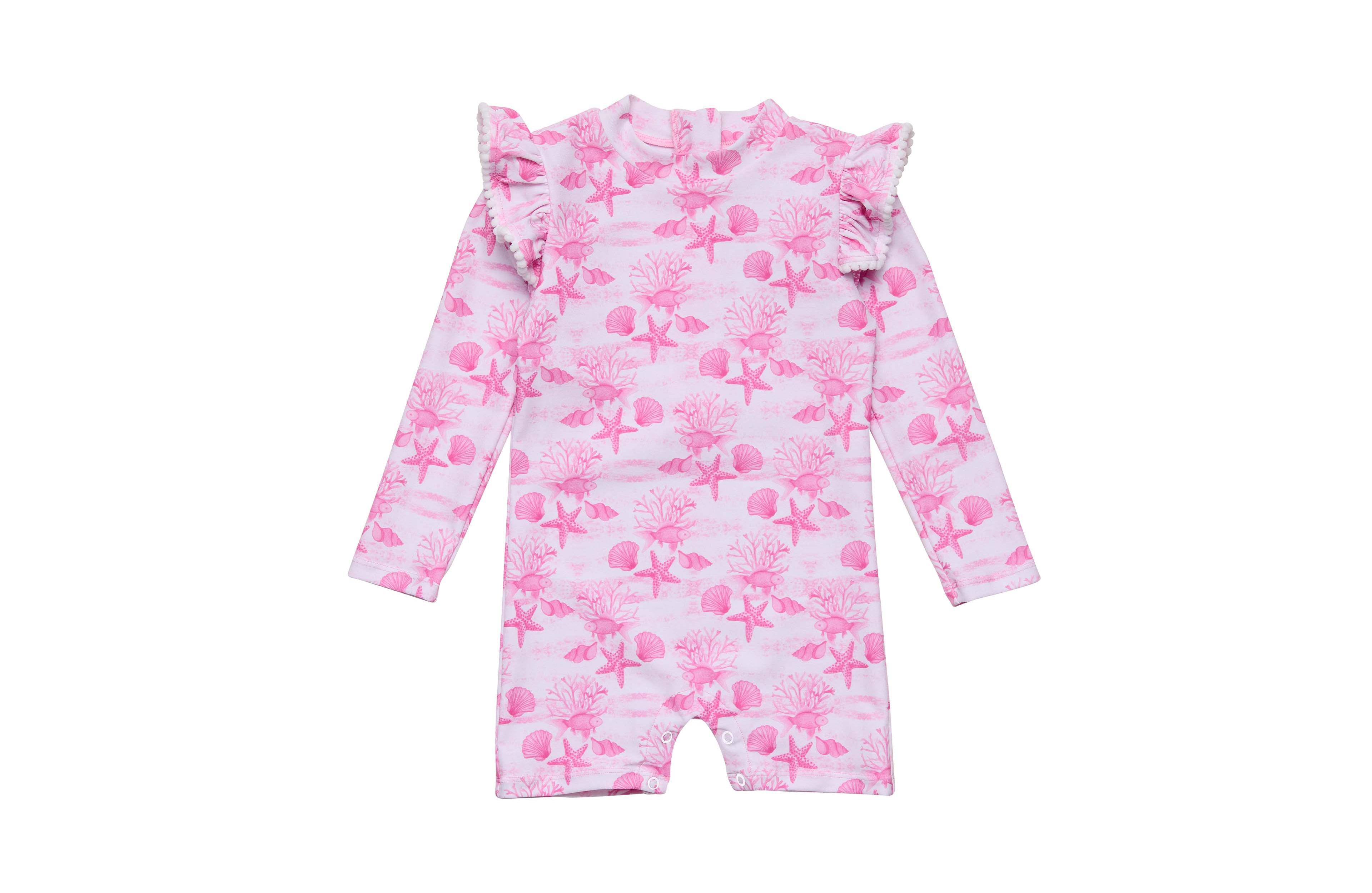 Snapper Rock Baby Girls Pink Lagoon Ls Sunsuit