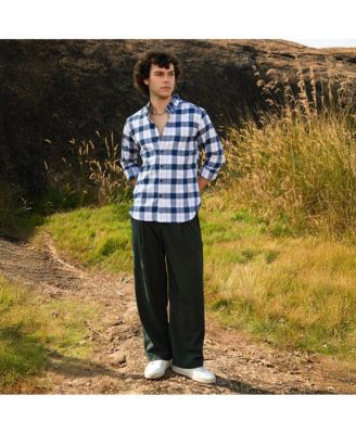 Men's Navy Blue Bi-Buffalo Check Shirt