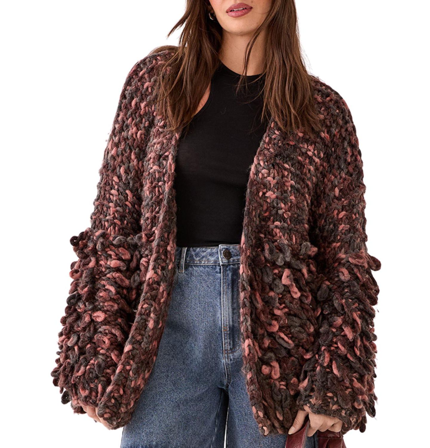 Женский кардиган Nasty Gal Extreme Loopy, цвет: Розовый — фото 1