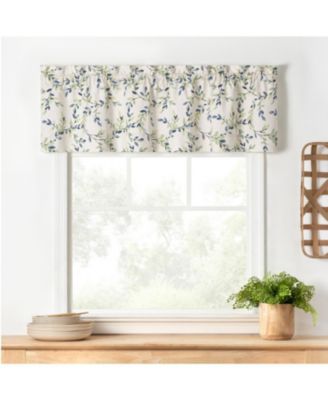 Ellis Vintage Stylish Medium Scale Printed Vine Pattern 1.5" Rod Pocket Tailored Valance 58"x15" Azure