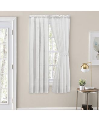 Cotton Voile 1.5" Rod Packet Tailored Curtain Panel Pair for Windows 80" x 72" White