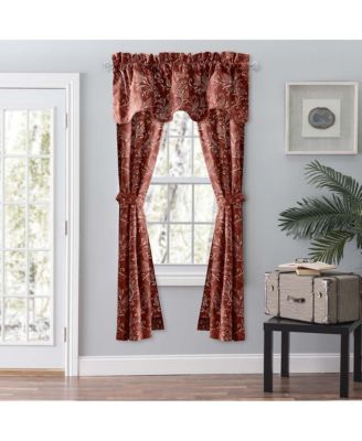 Lexington Leaf Pattern on Colored Ground Scallop Valance 58"x15" Brick