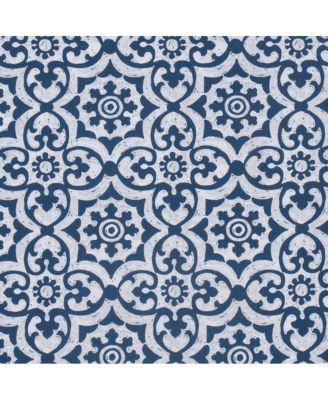 Ellis Athens Printed Tile Design on a Ground 3" Rod Pocket Premium Scallop Valance Lined 50"x16" Navy