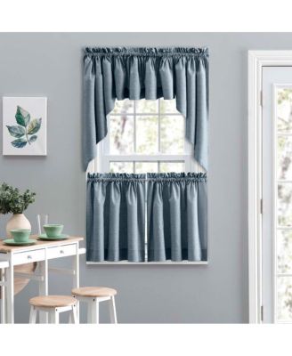 Ellis Lisa Solid Color Poly Cotton Duck Fabric Tailored Swag 56"x36" Dusty Blue