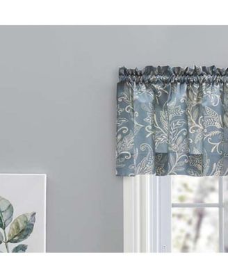 Lexington Leaf Pattern on Colored Ground Tailored Valance 58"x15" Blue