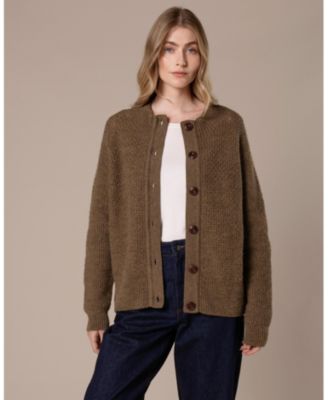 Women's British Wool Moss Stitch Cardigan Sweater