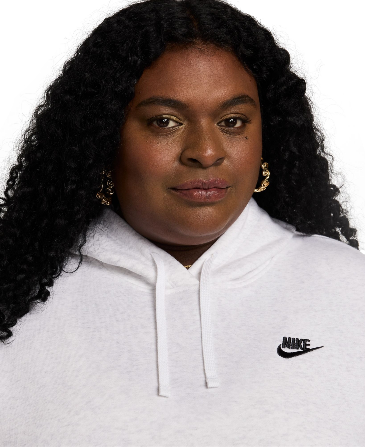 Nike Plus Size Active Sportswear Club Hooded Fleece Sweatshirt In White