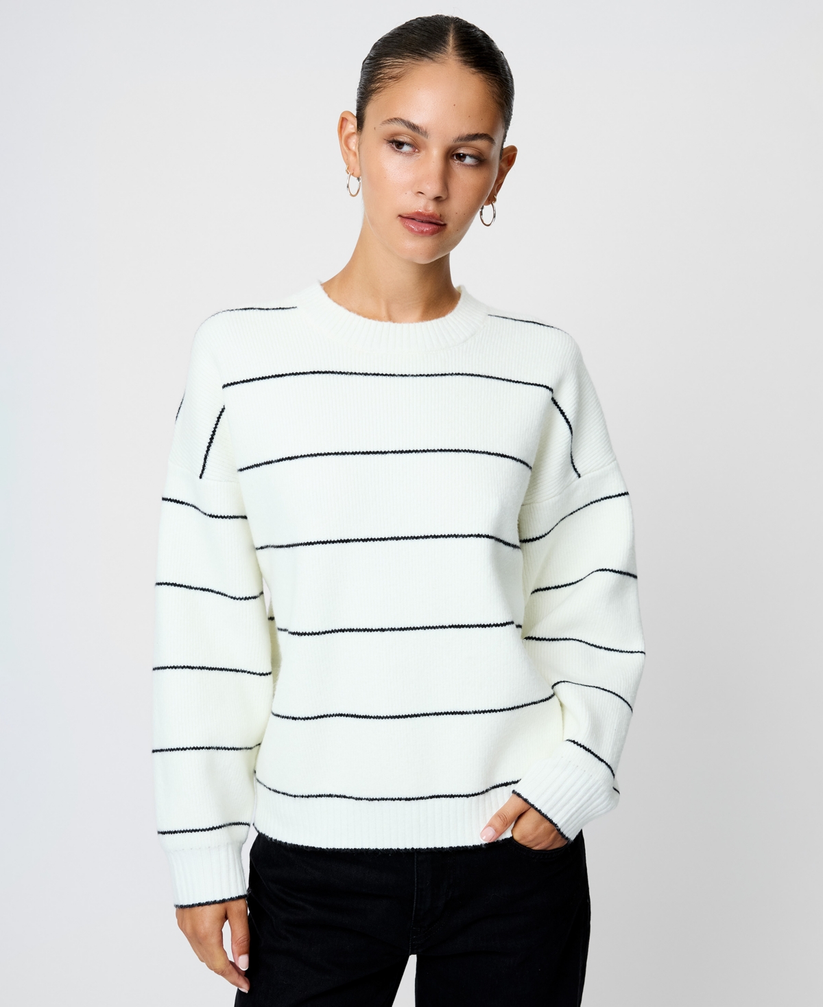 French Connection Women's Striped Long-sleeve Sweater In White