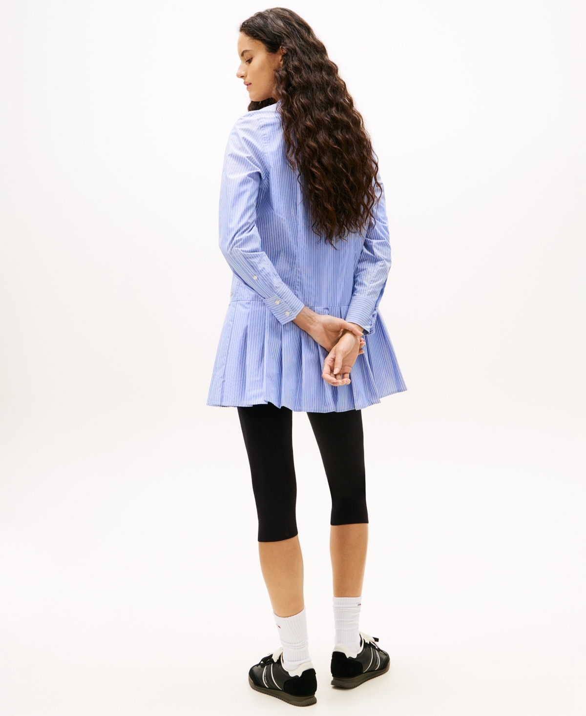 Tommy Jeans Women's Pleated Sparkle Collared Shirt Dress