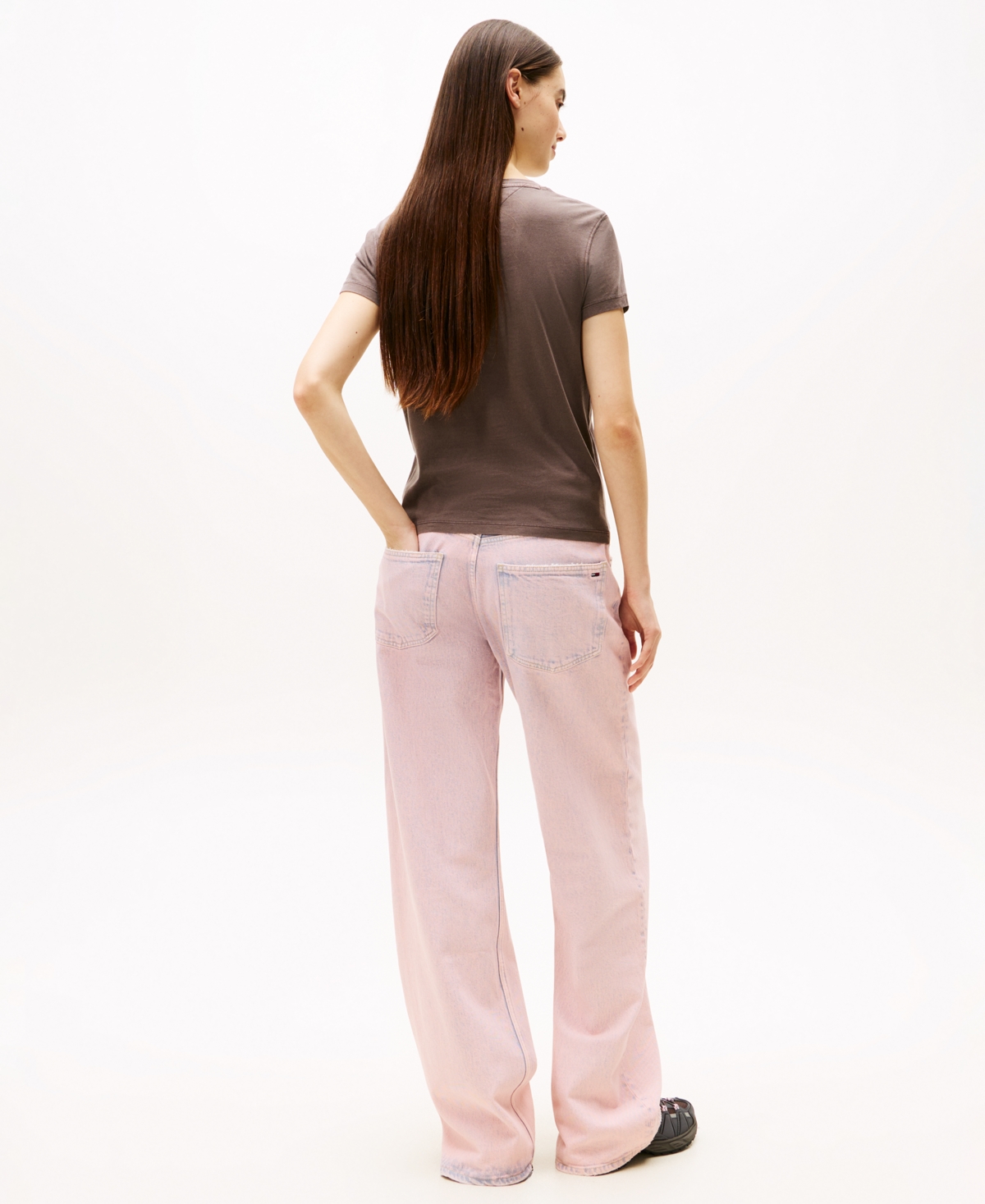 Tommy Jeans Women's Garment Dyed Script Short-sleeve T-shirt In Brown