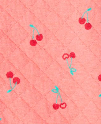 Baby Girls' Cherry Quilted Cardigan, Bodysuit and Pants, 3-Piece Set