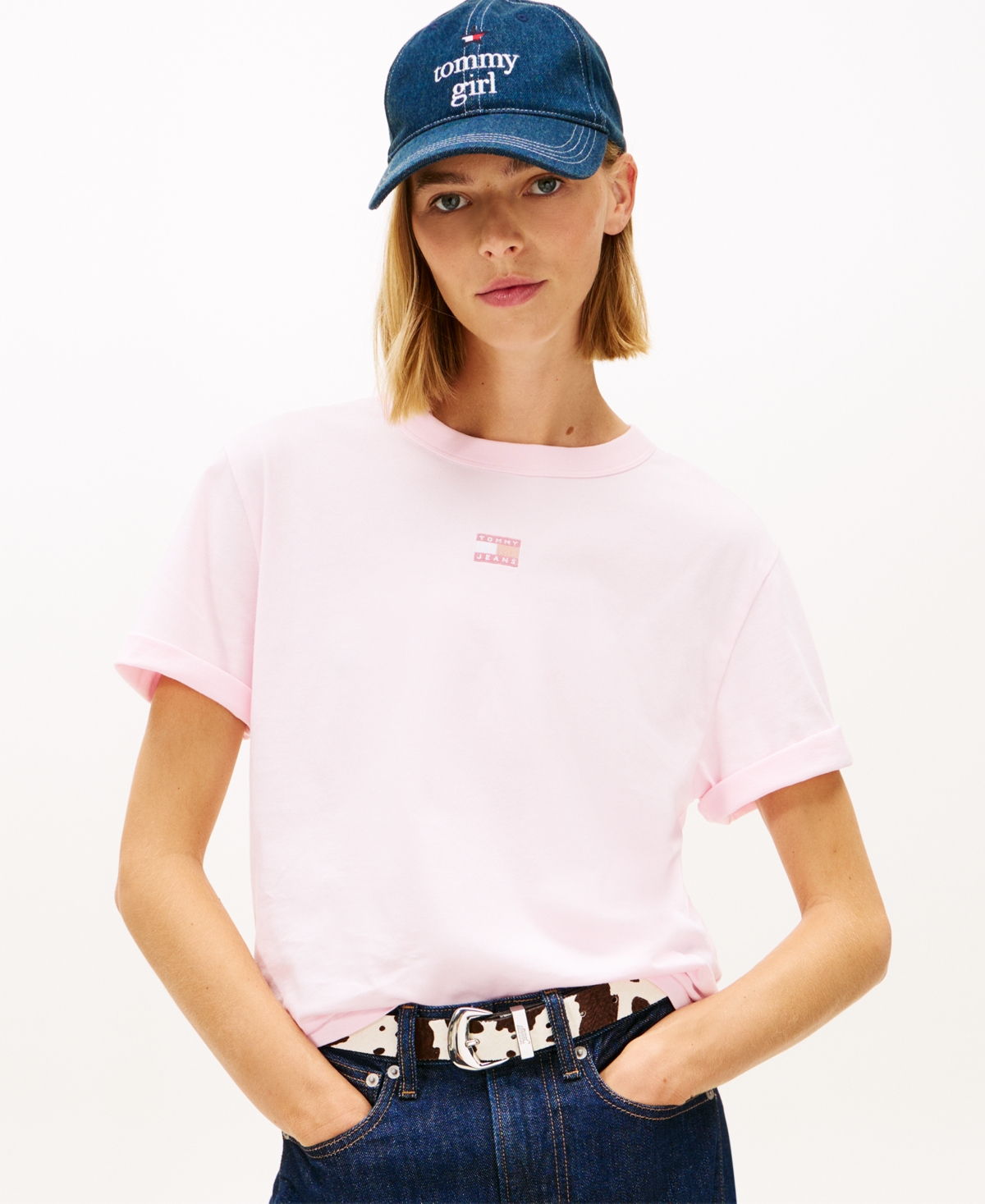 Tommy Jeans Women's Boxy Badge Crewneck T-shirt In Pink
