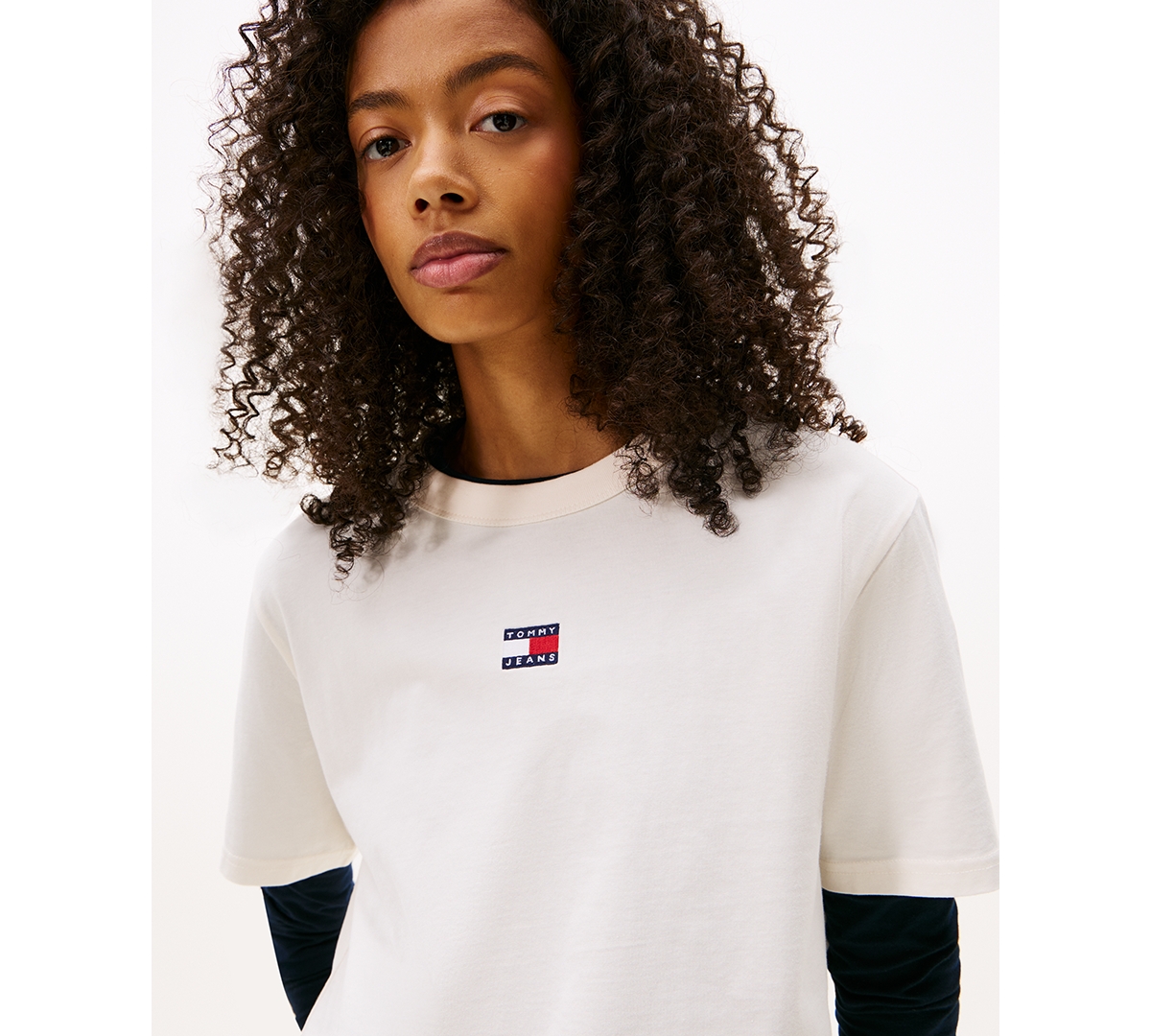 Tommy Jeans Women's Boxy Badge Crewneck T-shirt In Nude