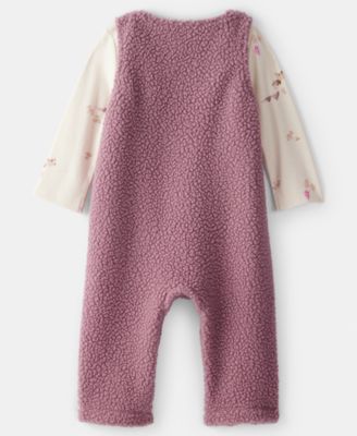 Baby Girls' Long-Sleeve T-Shirt and Overall, 2-Piece Set