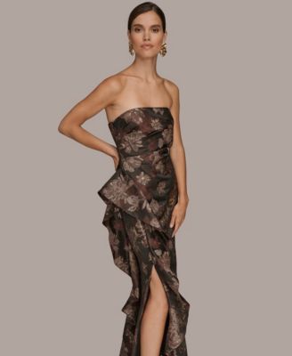 Women's Strapless Side Ruffle Dress