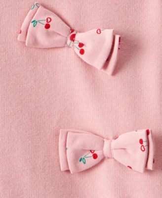 Baby Girls' Cherry Bow French Terry Sweatshirt and Pants, 2-Piece Set