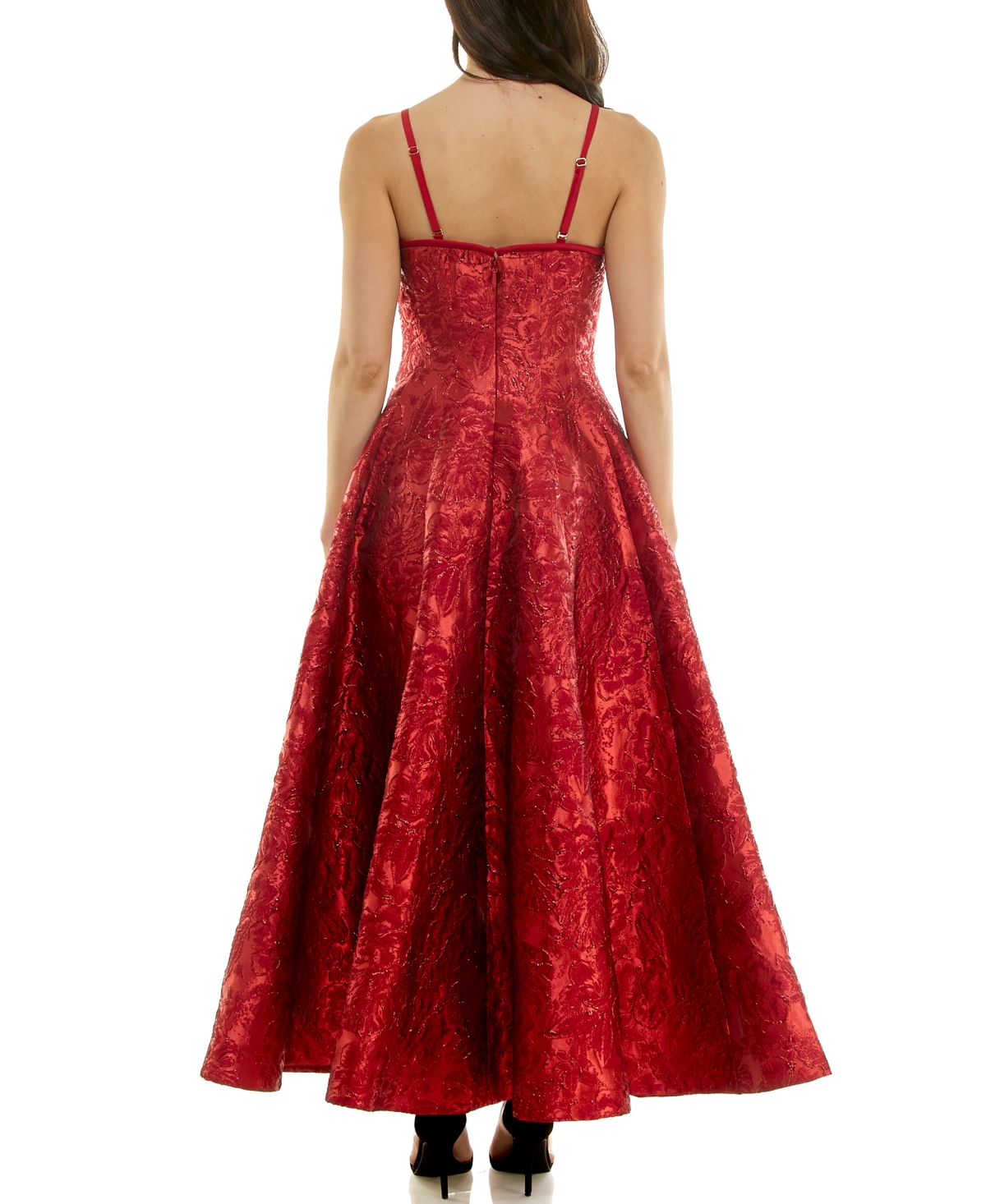 Taylor Women's Strapless Sweetheart Jacquard Midi Dress