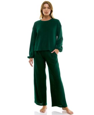 Women's 2-Piece Long-Sleeve Sweatshirt and Wide-Leg Pants Set